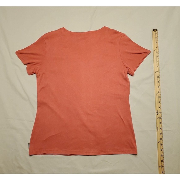 Eddie Bauer T Shirt Womens Large Salmon Colored Short Sleeve Scoop Neck Cotton - Picture 2 of 4